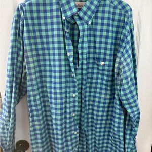 Classic Blue and Green Plaid Men's Shirt